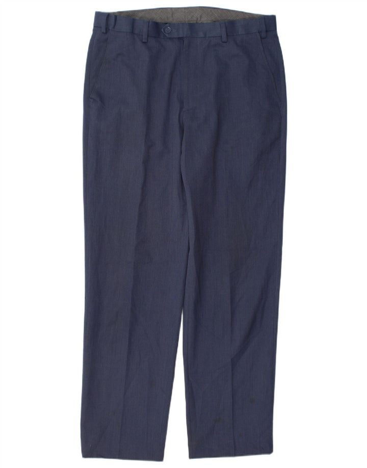 Pantaloni de costum pentru bărbați Marks & Spencer, cu ajustare normală, L34 L31, poliester bleumarin