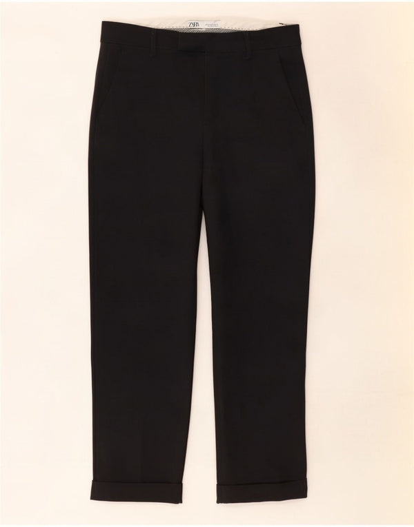 Pantaloni de costum drepți pentru femei Zara EU 36 XS L26 L27 Bumbac negru