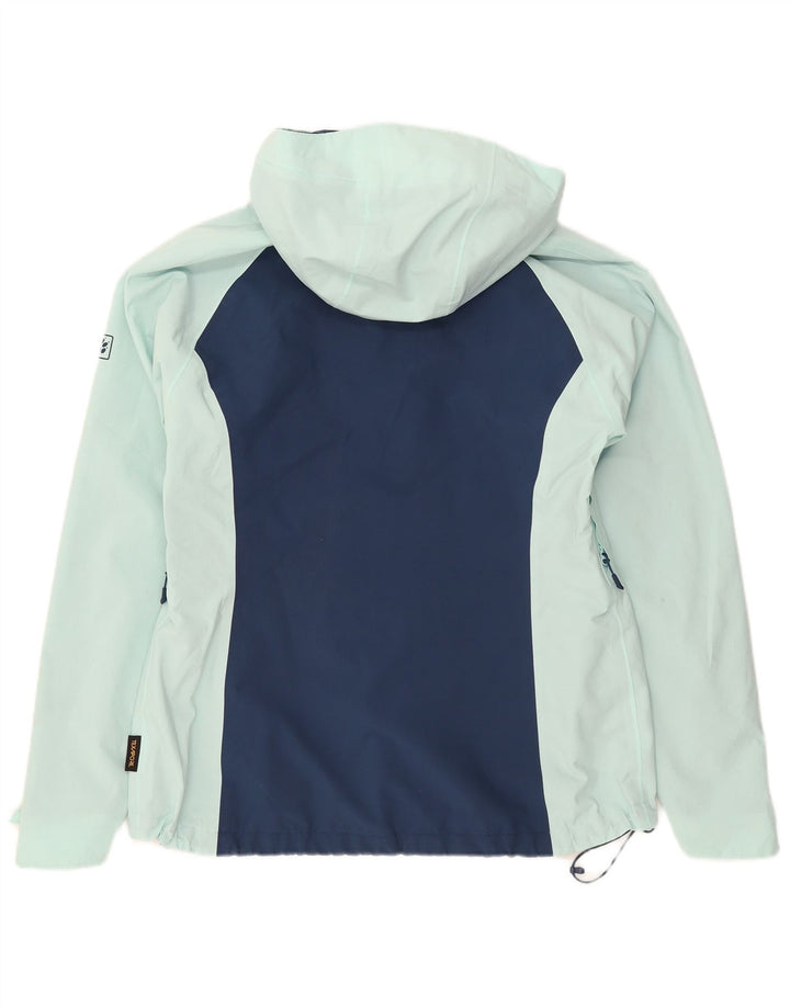 Jack Wolfskin Jachetă de ploaie cu glugă pentru femei UK 10/12 Medium Blue Colorblock
