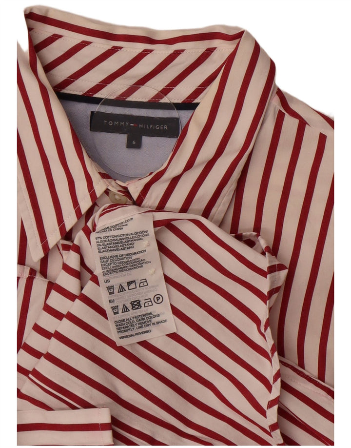Cămașă Tommy Hilfiger pentru femei US 6 Medium Red Pinstripe Bumbac