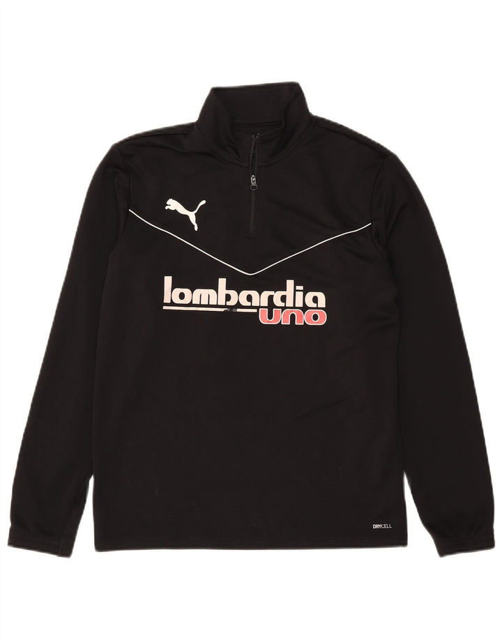 PUMA Boys Graphic Zip Neck Pullover Tracksuit Top 13-14 Years Black