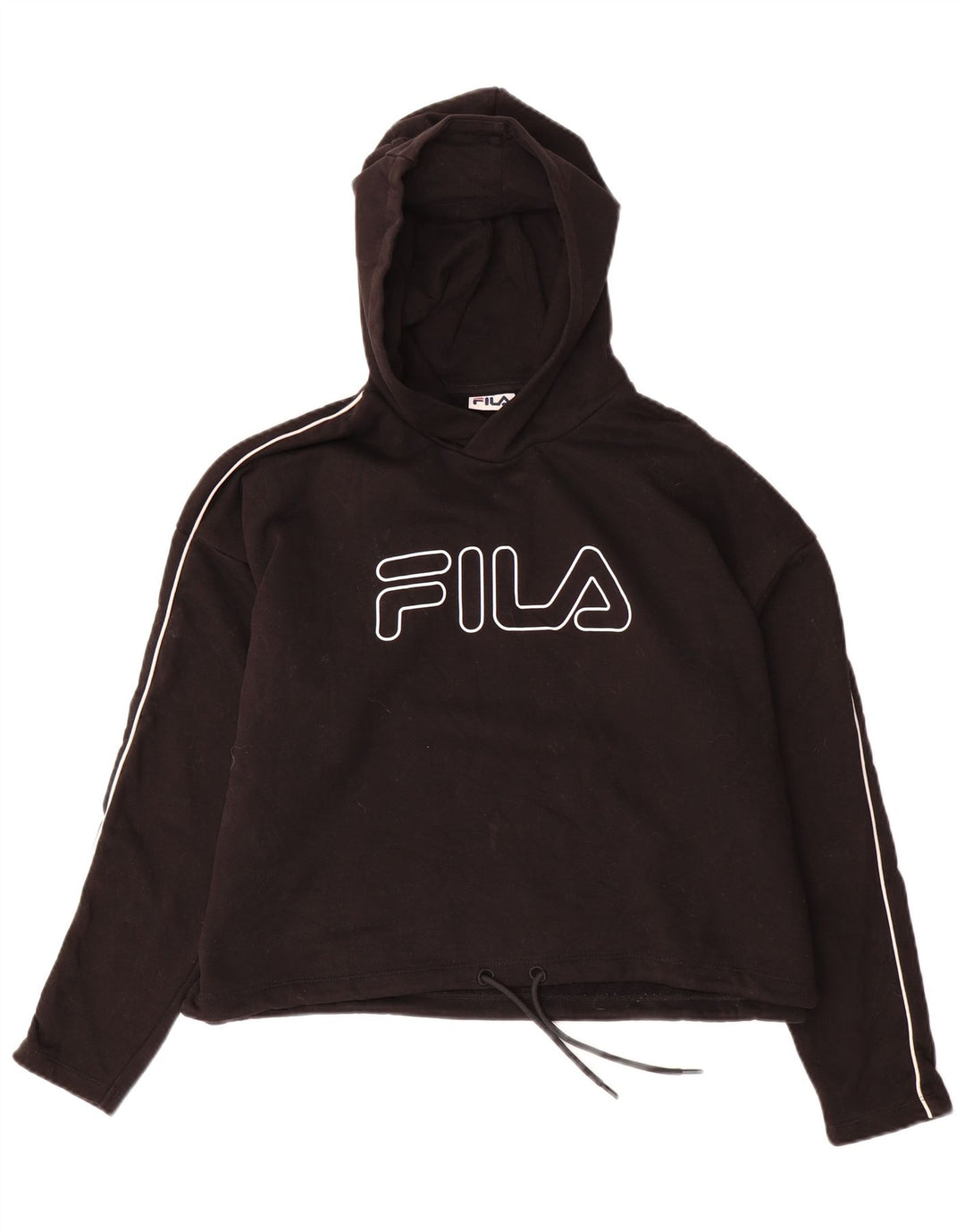 Pulover pentru damă FILA Crop, supradimensionat, cu glugă, UK 14, bumbac mediu negru