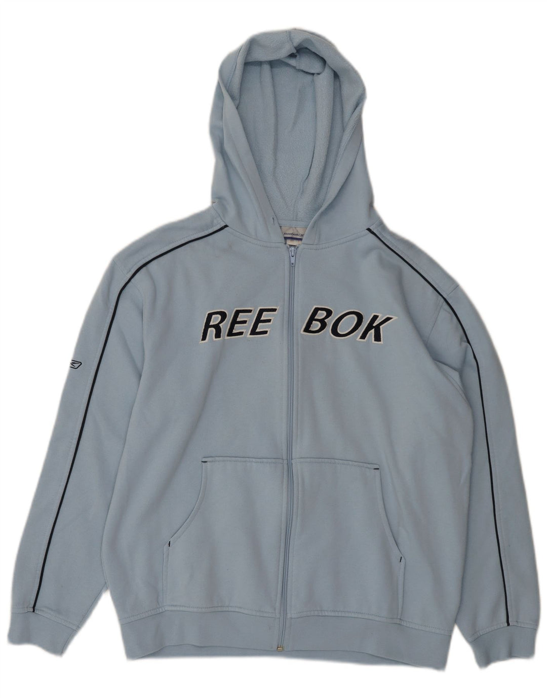 Pulover REEBOK pentru bărbați, cu fermoar și grafic, poliester albastru mediu