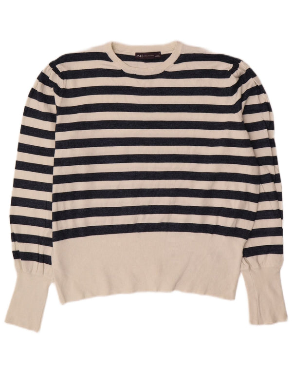 Pulover pentru femei Marks & Spencer cu decolteu triplu UK 16, mare, cu dungi negre
