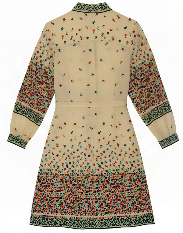 Rochie de bază cu mânecă lungă vintage pentru femei UK 10 Mic Bej Floral