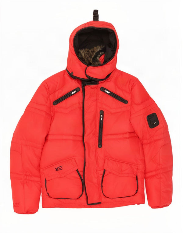 Jack & Jones Jachetă căptușită cu glugă pentru bărbați UK 38 Medium Red Nylon