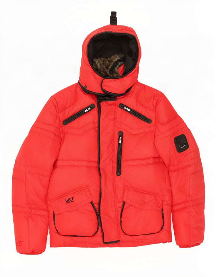 Jack & Jones Jachetă căptușită cu glugă pentru bărbați UK 38 Medium Red Nylon