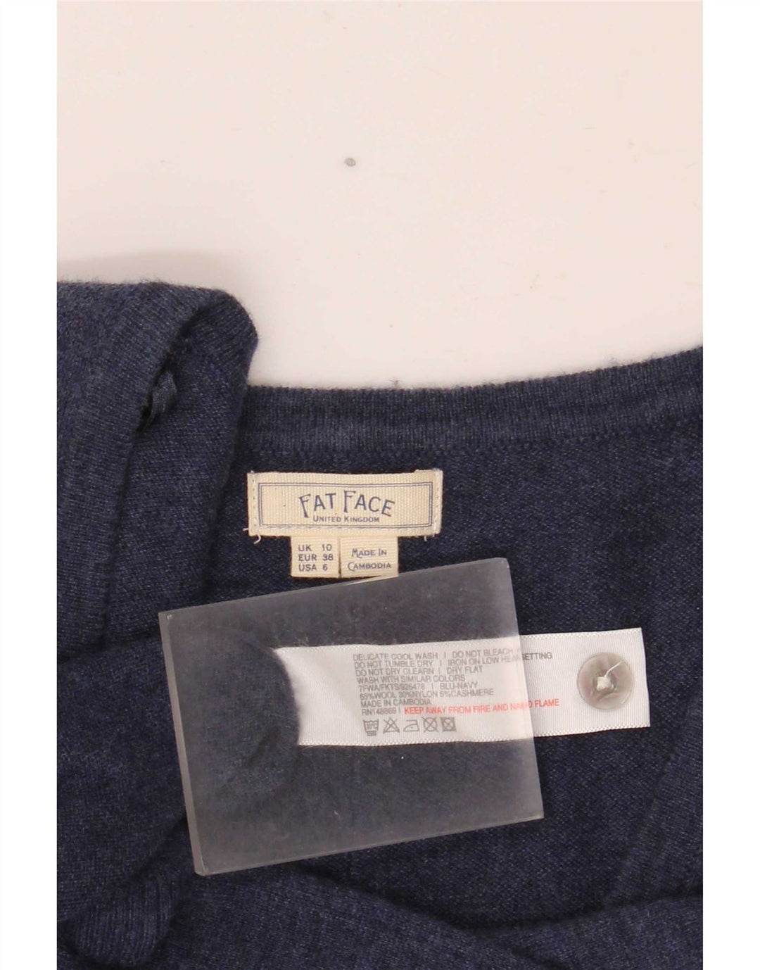 Pulover cardigan pentru femei Fat Face UK 10 Mic Lână bleumarin