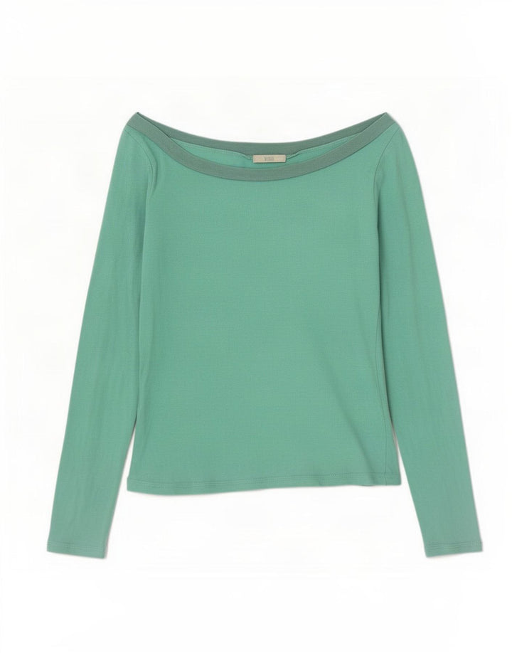 Top cu mânecă lungă pentru femei Marks & Spencer, cu umeri, UK 14, verde mediu