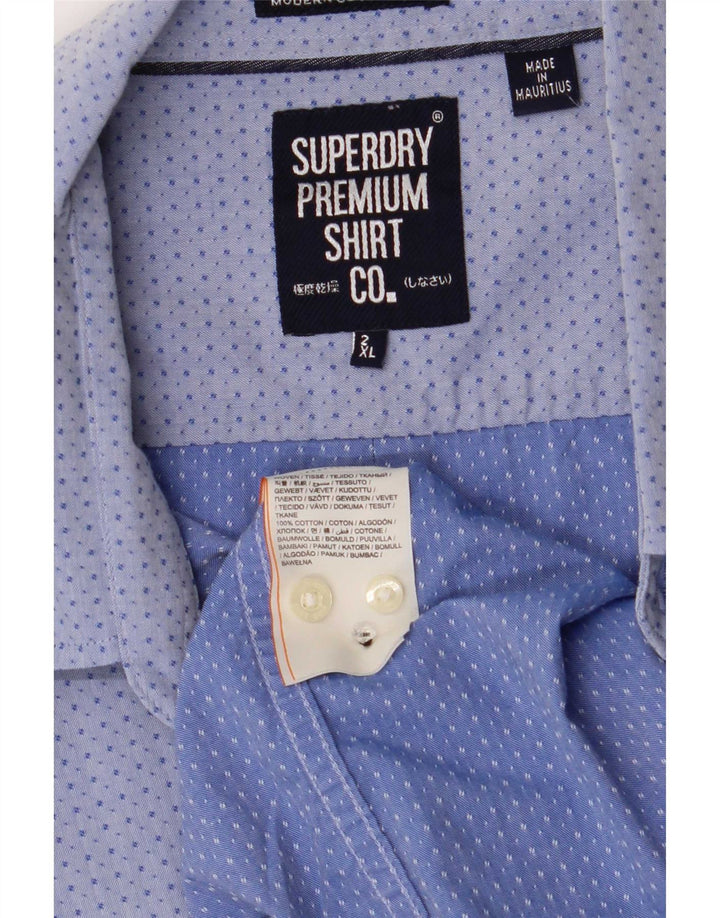 Cămașă pentru bărbați Superdry 2XL, bumbac cu pete albastre