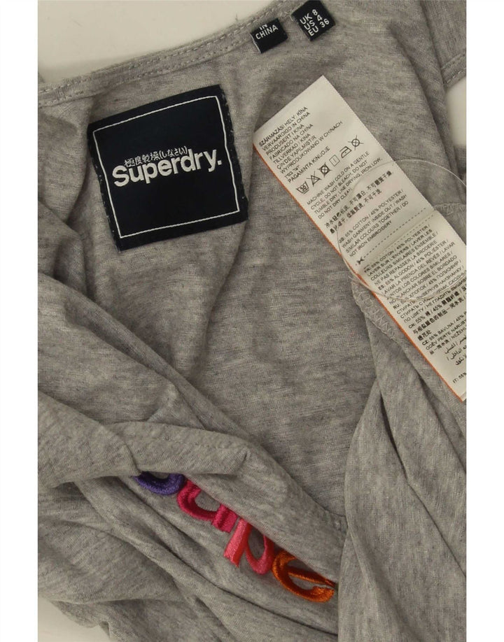 Top cu vestă grafică pentru femei Superdry UK 8, bumbac gri mic