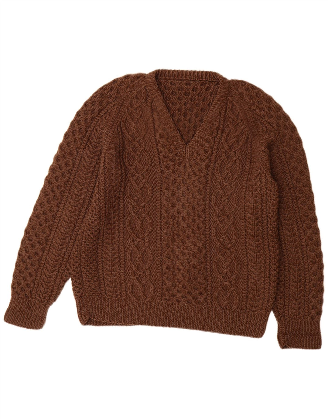 VINTAGE Pulover cu decolteu în V pentru femei UK 14 Maro mare