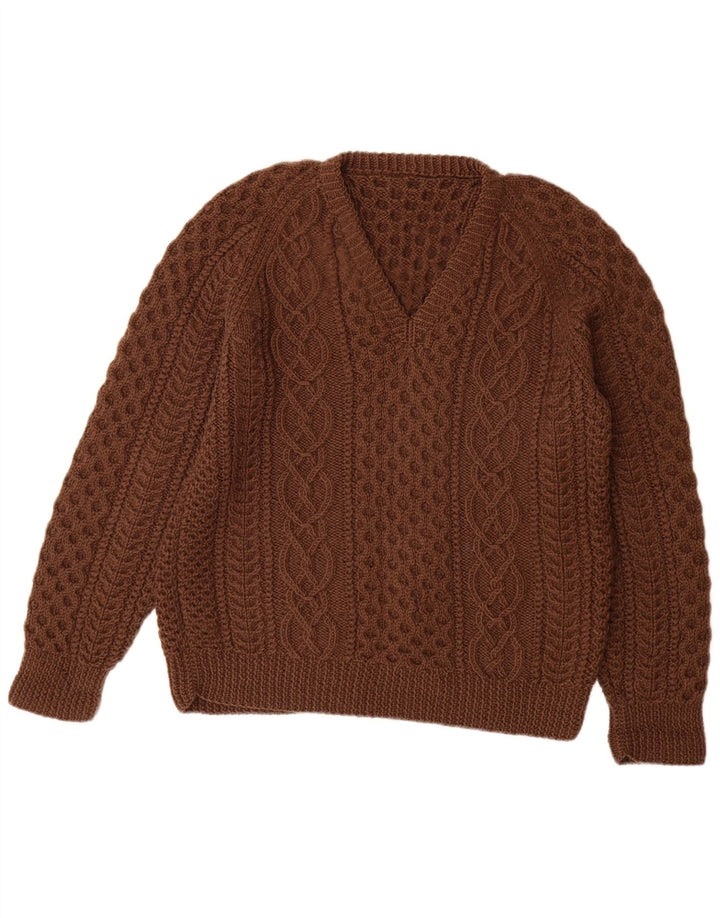 VINTAGE Pulover cu decolteu în V pentru femei UK 14 Maro mare