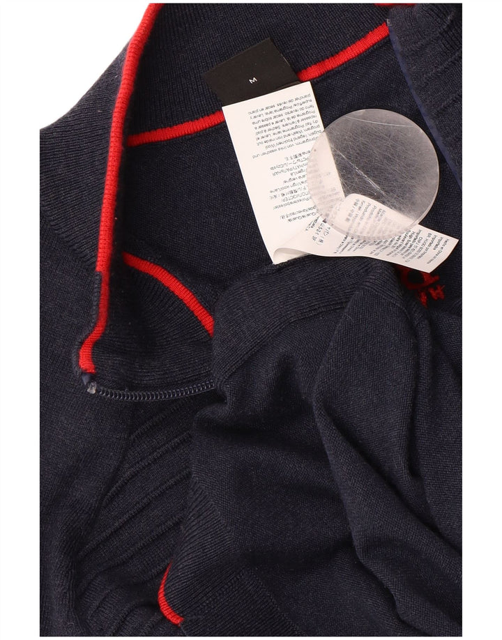 Pulover pentru bărbați HUGO BOSS, cu fermoar, cu gât, poliester mediu bleumarin