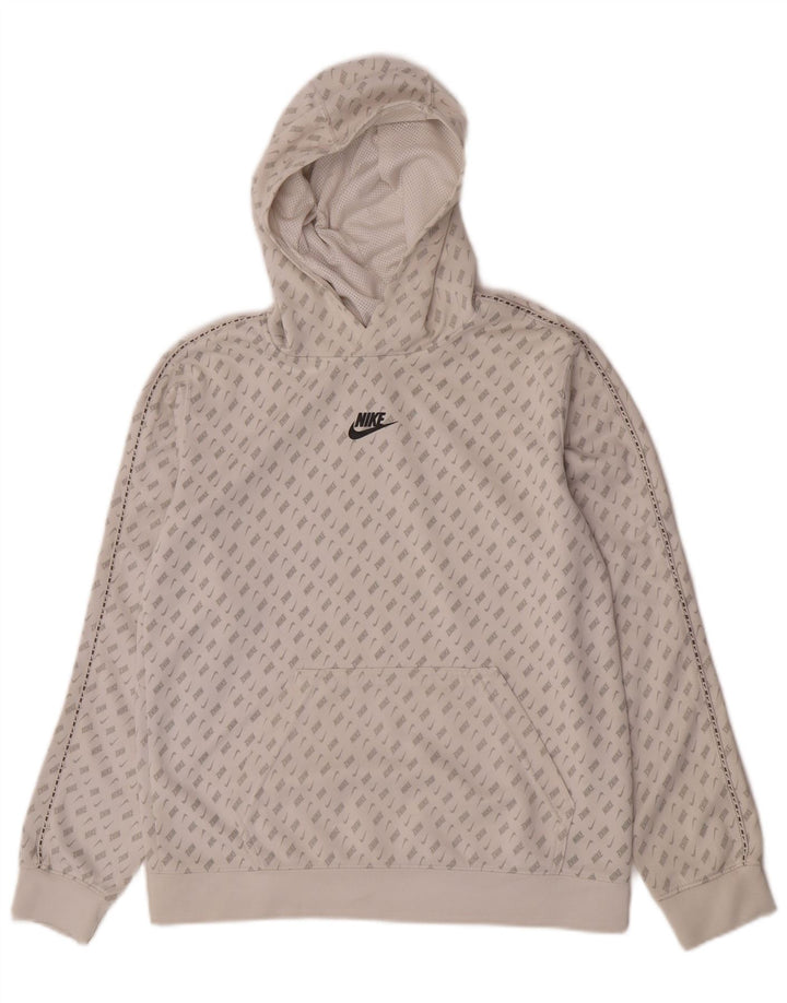 Pulover Nike pentru băieți grafic cu glugă 13-14 ani XL poliester alb