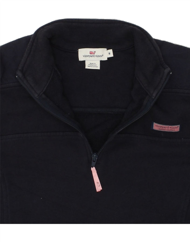VINEYARD VINES Womens Zip Neck Sweatshirt Jumper UK 12 Medium Navy Blue Vintage Vineyard Vines and Second-Hand Vineyard Vines from Messina Hembry 