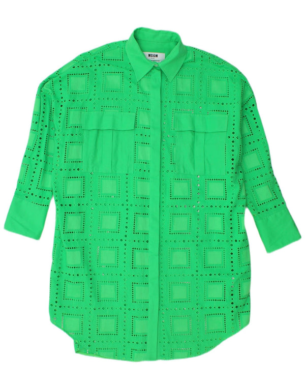 Rochie cămașă supradimensionată pentru femei MSGM IT 40 Bumbac geometric verde mediu
