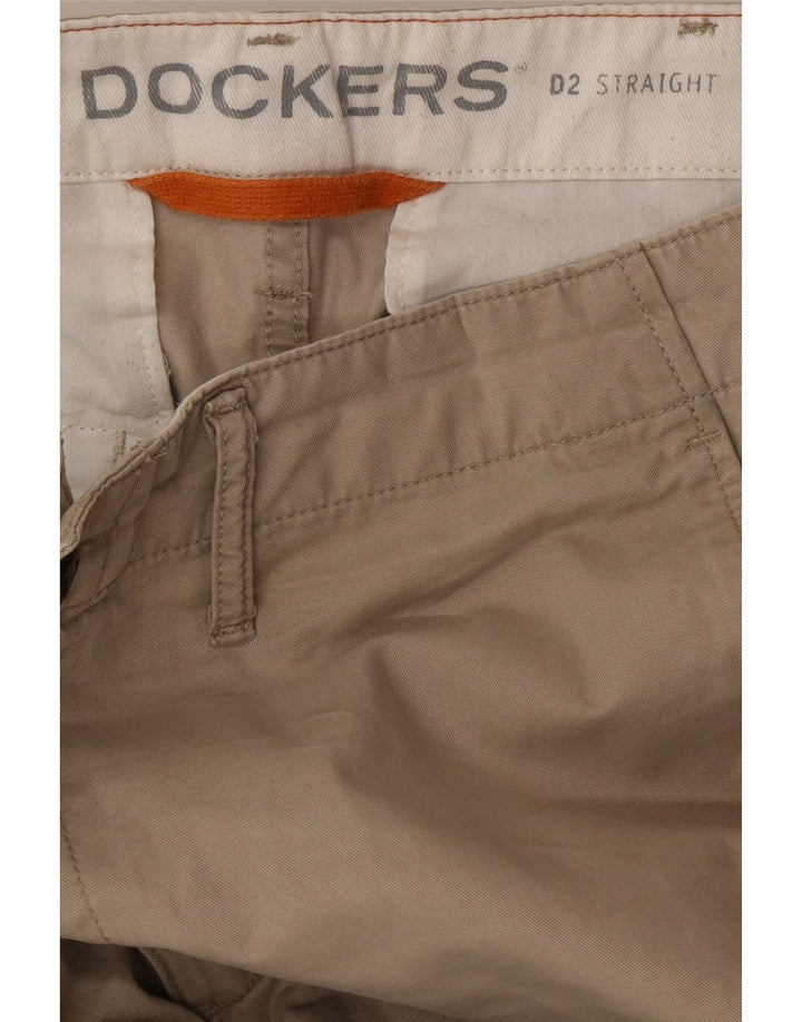 DOCKERS Pantaloni chino drepți pentru bărbați L32 L34, bej, bumbac, clasici