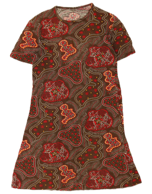 Rochie tricou vintage pentru femei cu model abstract, UK 12 Medium Multicolor