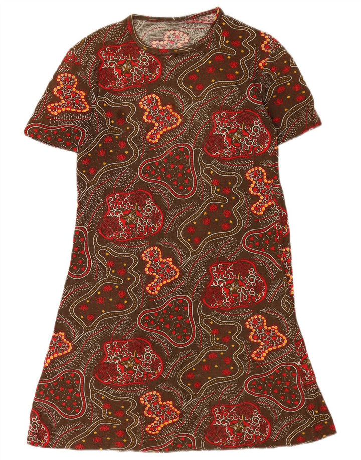Rochie tricou vintage pentru femei cu model abstract, UK 12 Medium Multicolor