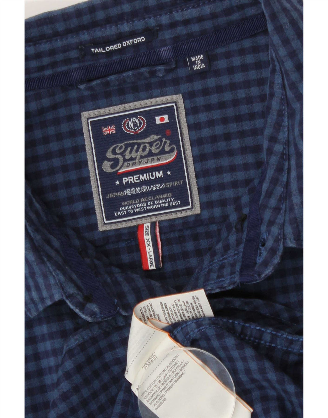 Cămașă pentru bărbați Superdry 2XL, bumbac vichy, albastru bleumarin