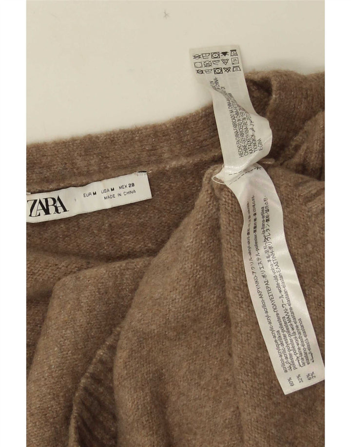 Pulover cardigan supradimensionat pentru femei Zara UK 14 maro mediu acrilic