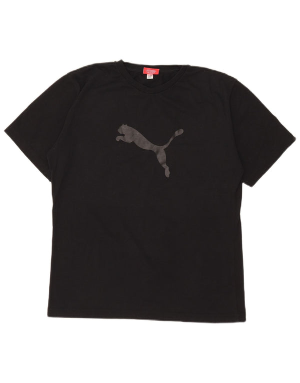 Puma Womens Graphic T-Shirt Top UK 12 Medium Black Polyester