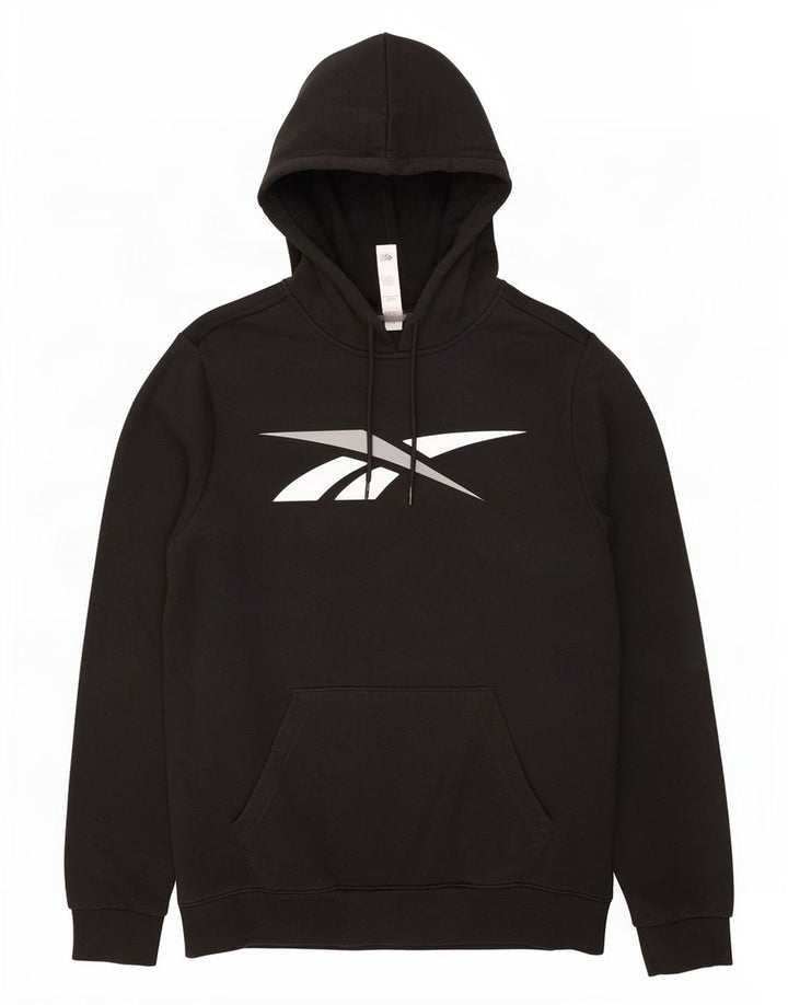 Jumper Reebok pentru bărbați cu capota grafică, bumbac mediu negru