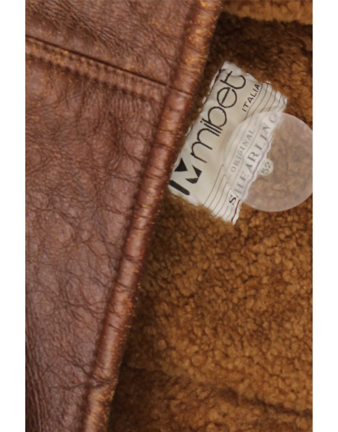 Jachetă vintage pentru bărbați din shearling IT 52 XL maro din shearling