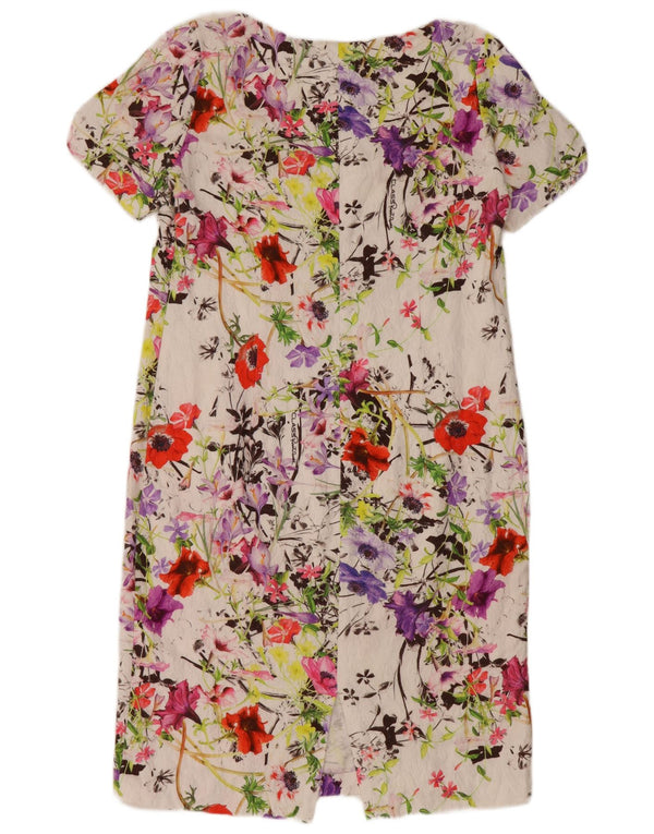 JUST CAVALLI Womens Shift Dress Size 2 Small White Floral Cotton