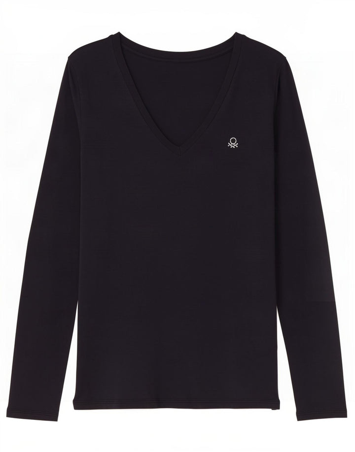 Top pentru femei Benetton cu mânecă lungă UK 12 Medium Bleumarin