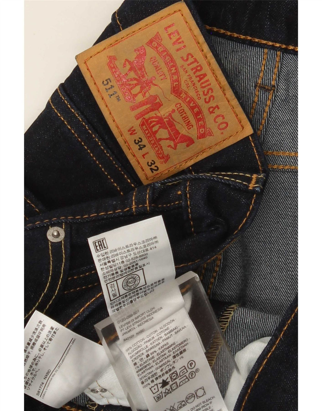 Blugi pentru bărbați Levi's 511 Slim W34 L29 Bumbac bleumarin
