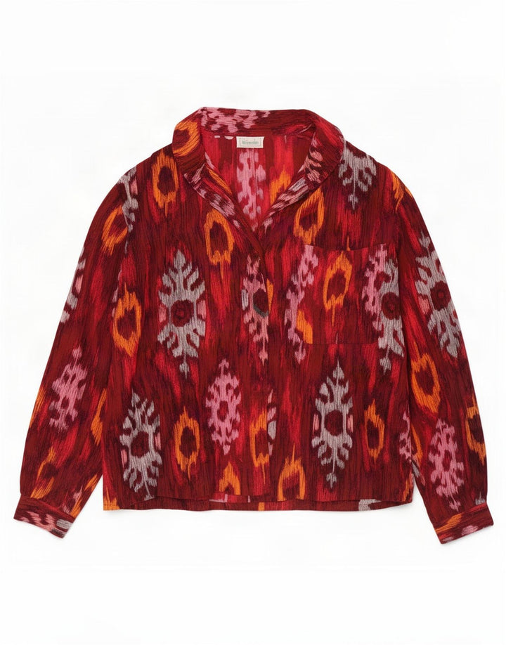 Bluză cămașă pentru femei Benetton UK 12 Medium Red Ikat