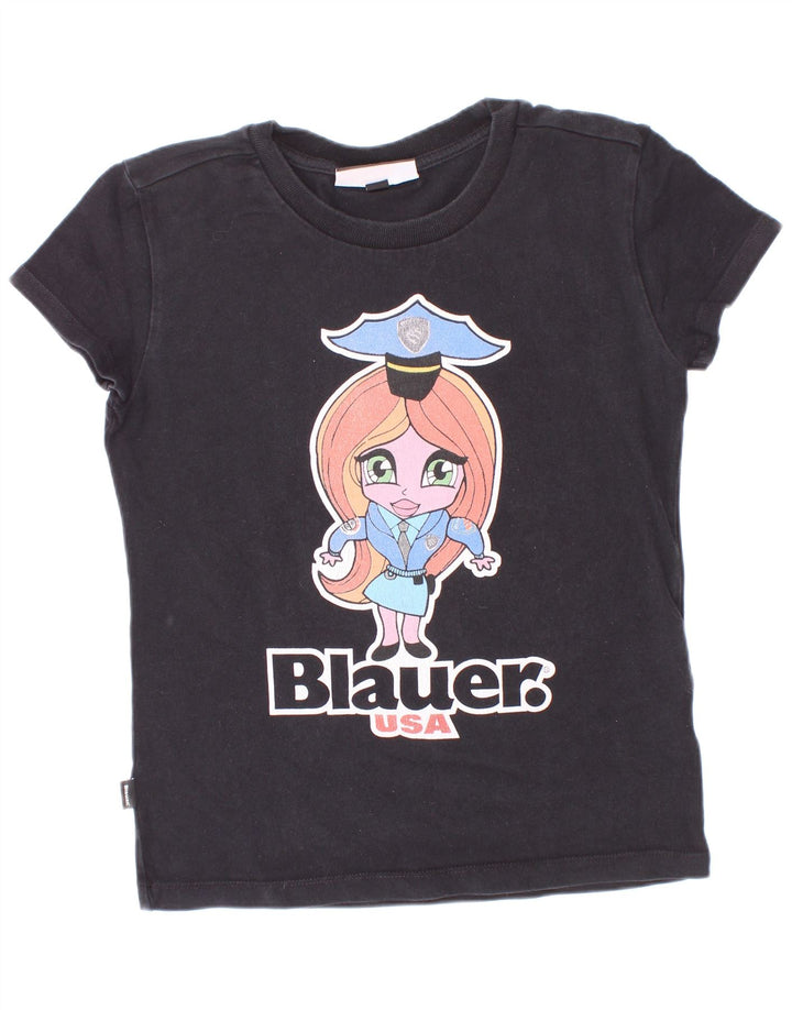 Tricou grafic Blauer Fete Top 9-10 Ani Negru