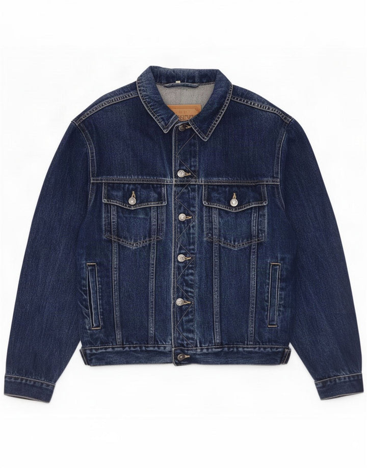 Savvy Mens Denim Jacket UK 36 Small Navy Blue Cotton