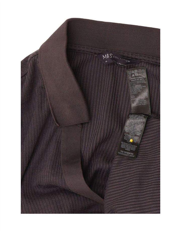 Tricou polo cu mânecă lungă pentru femei Marks & Spencer UK 20 2XL Poliester gri