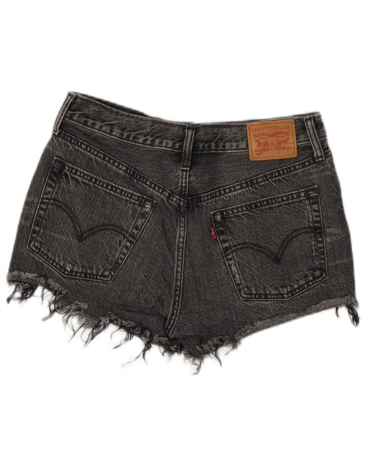 Pantaloni scurți Levi's pentru femei 501 din denim distressed W28 bumbac gri mediu