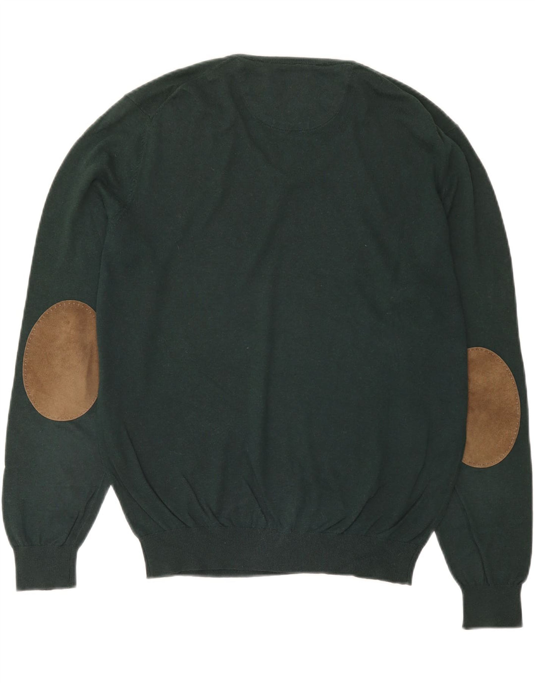 Pulover Massimo Dutti pentru bărbați, cu decolteu în V, bumbac verde mediu