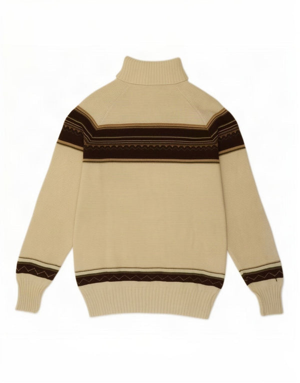 Pulover vintage pentru femei cu gât rulat, cu dungi alb, mediu, 12 UK