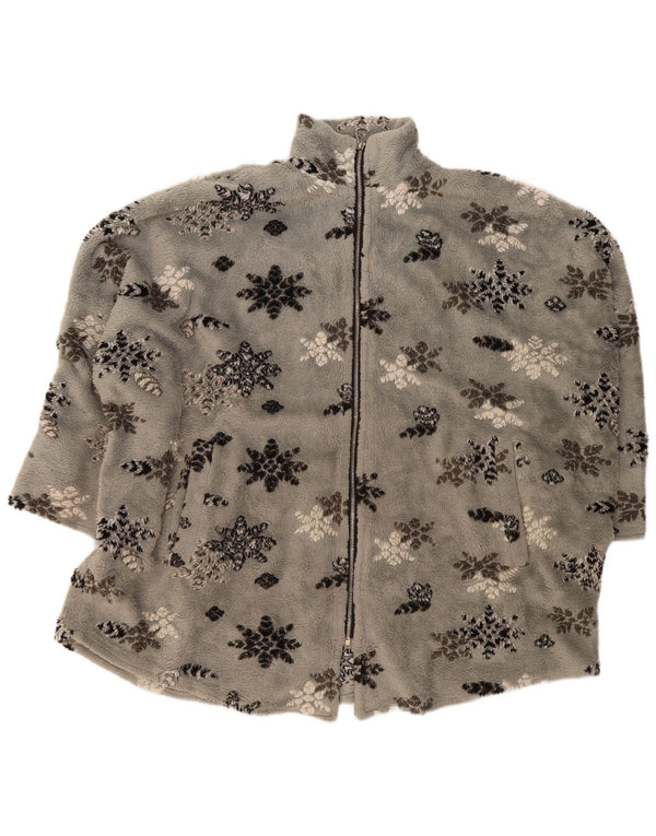 Jachetă fleece pentru femei Ann Christine cu mâneci 3/4 UK 14 Medium Gri Floral