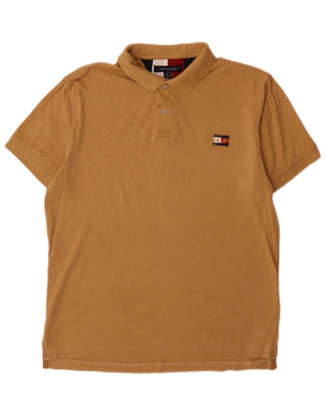Tricou polo Tommy Hilfiger pentru bărbați, bumbac maro mediu