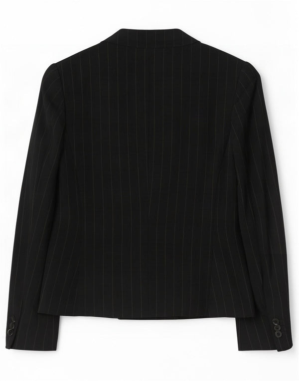 Jachetă Blazer pentru femei Max Mara, cu două piept, UK 12 Medium Black Pinstripe
