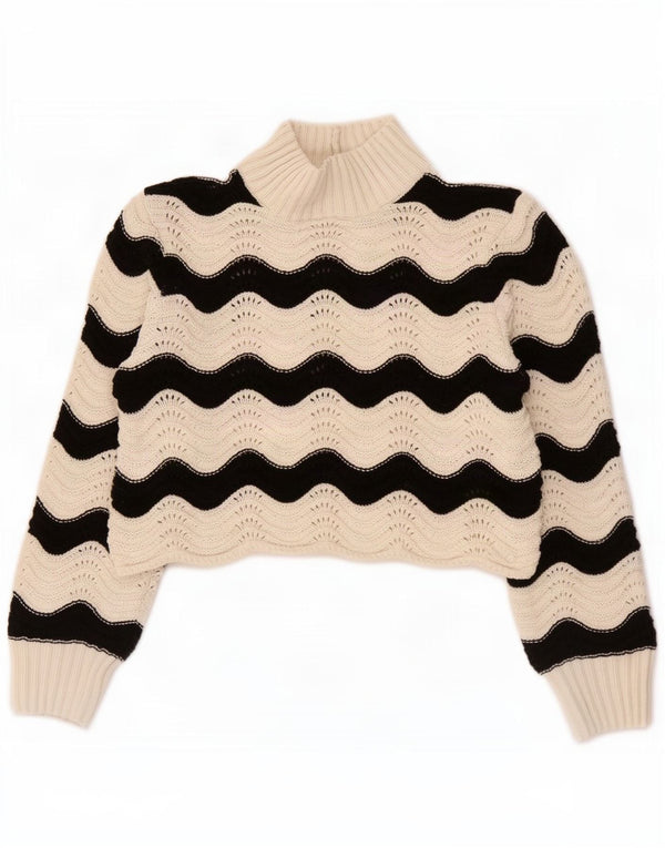 Pulover cu gât țestoasă pentru femei Zara UK 10, chevron alb mic