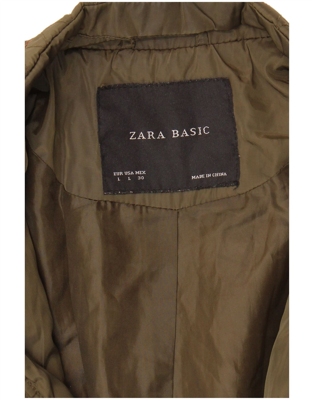 Jachetă militară matlasată Zara pentru femei UK 16, kaki mare