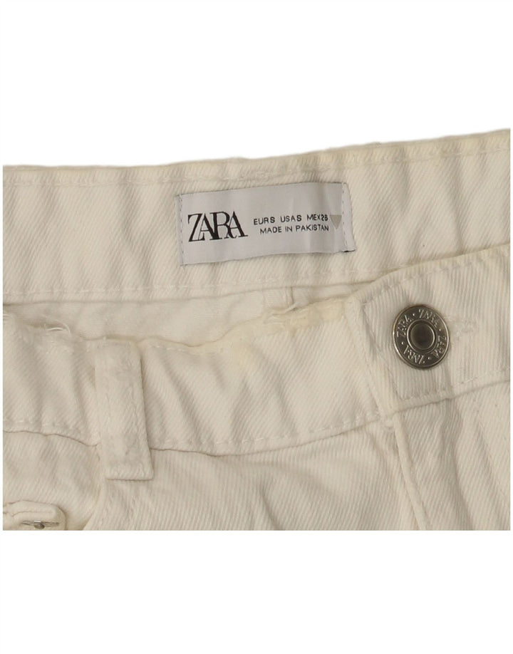 Pantaloni scurți din denim pentru femei Zara Mici W26 Alb