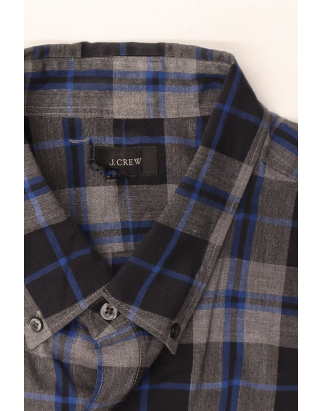 J. CREW Mens Shirt Large Navy Blue Check Vintage J. Crew and Second-Hand J. Crew from Messina Hembry 