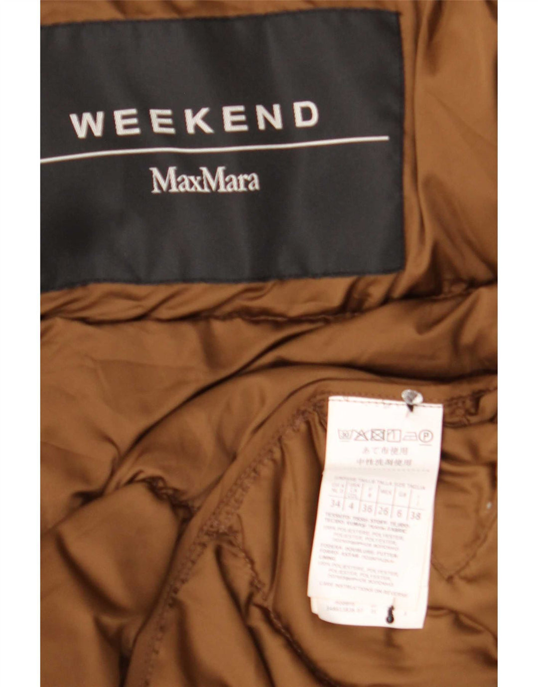 Jachetă căptușită supradimensionată pentru femei de weekend Max Mara UK 6 XS poliester maro
