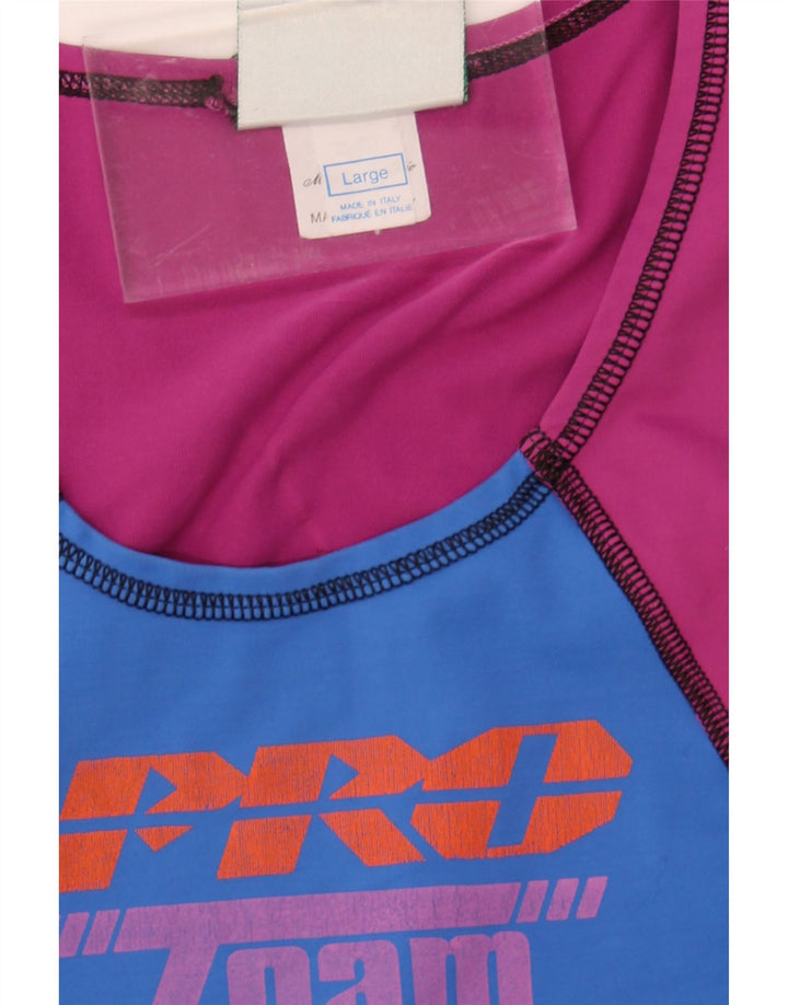 KAPPA Womens Graphic Vest Top UK 14 Large Pink Colourblock Polyester Vintage Kappa and Second-Hand Kappa from Messina Hembry 