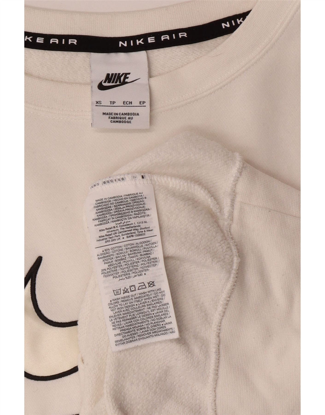 Pulover NIKE pentru bărbați, loose fit, cu grafică, XS, bumbac alb