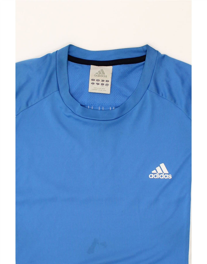 ADIDAS Mens T-Shirt Top Large Blue Colourblock Polyester Vintage Adidas and Second-Hand Adidas from Messina Hembry 